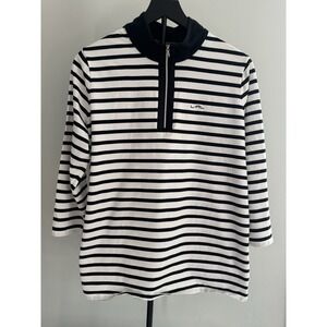 Lauren Active Ralph Lauren Black White Stripe 1/2 Zip Top Womens 1X Nautical